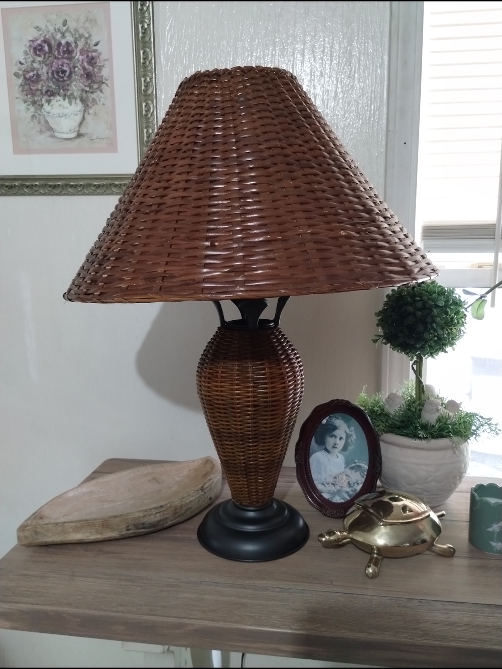 Woven Vintage Rattan Wicker Table Lamp